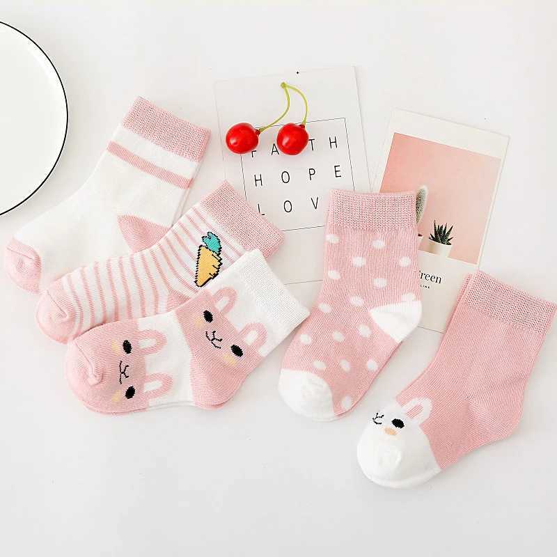 5 Pairs/Lot Kids Soft Cotton Socks Boy Girl Baby Infant Fashion Stripe Warm For Autumn Winter 0-8 Years Children Cartoon Sock CL240824