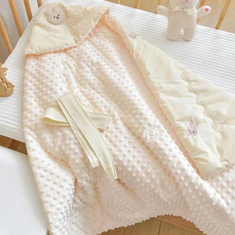 Winter Thick Baby Swaddle Blanket Wrap Soft Fleece Warm Comforter Quilt Newborn Sleeping Bag Envelope Infant Bedding Baby Stuff M240824