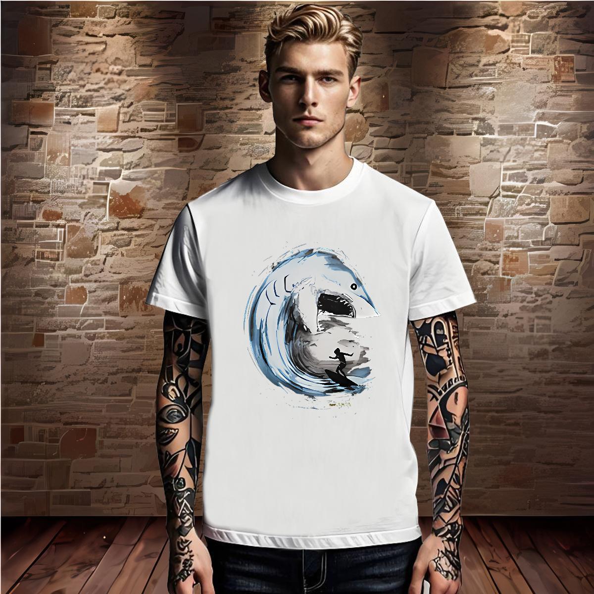2024 Tshirts shark Daily Outfit 230g Cotton Clothes O-Neck Short Sleeve Loose Fit T-Shirts for Men Customized