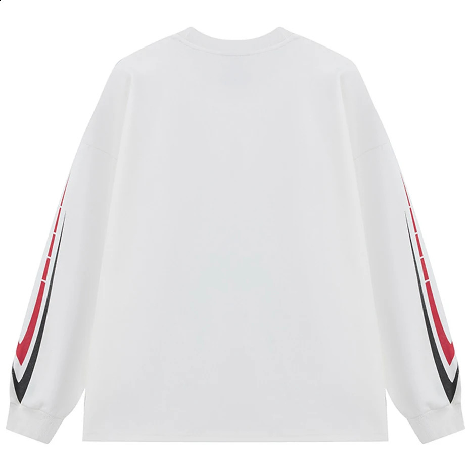 Harajuku oversized mens long sleeved Tshirt graphic printed black and white loose cotton streetwear hiphop Y2K 240823