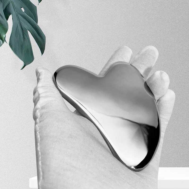 Facial Stainless Steel Scraper Massage Gua Sha Tool Face Lift Anti-Aging Skin Tightening Cooling Metal Contour Reduce Puffiness CL240824