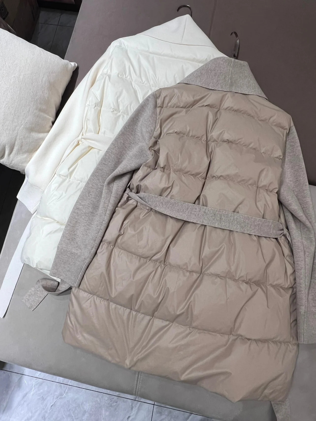 Womens down jacket cashmere knitted sleeves outerwear womens casual clothing warm winter fabric LP goose 240823 - view 7
