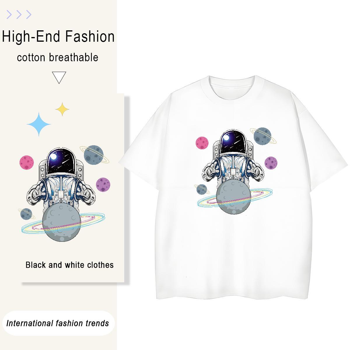 Designer Tshirt for Man Woman 230g Pure Cotton cosmonaut Sport T-Shirts for Women Breathable Anime Print Tee Shirt