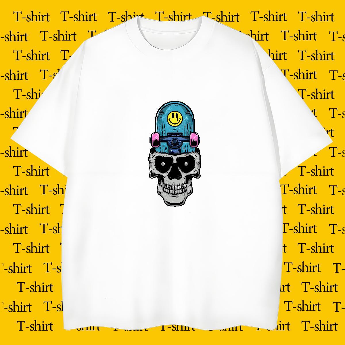 Loose Fit T-Shirts for Men 100% Cotton 230g skull Hip Hop Custom Big Size Breathable Crew Neck Men Tshirts Classic Casual Clothes