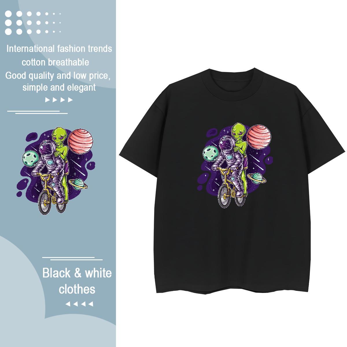 Nice Woman Tshirt 100% Cotton 230g cosmonaut Sports Street Wear T-Shirts for Women Crew Neck Breathable Custom Printing Clothes