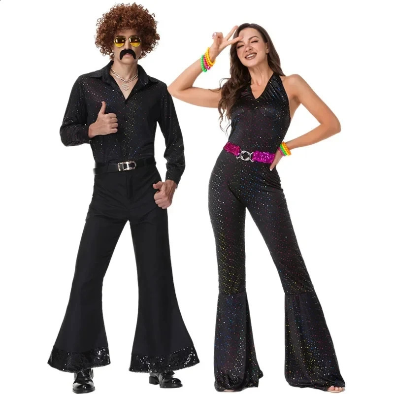 Halloween 70s disco couple costume cosplay costume retro 80s hippie costume men and women music festival party costume 240824