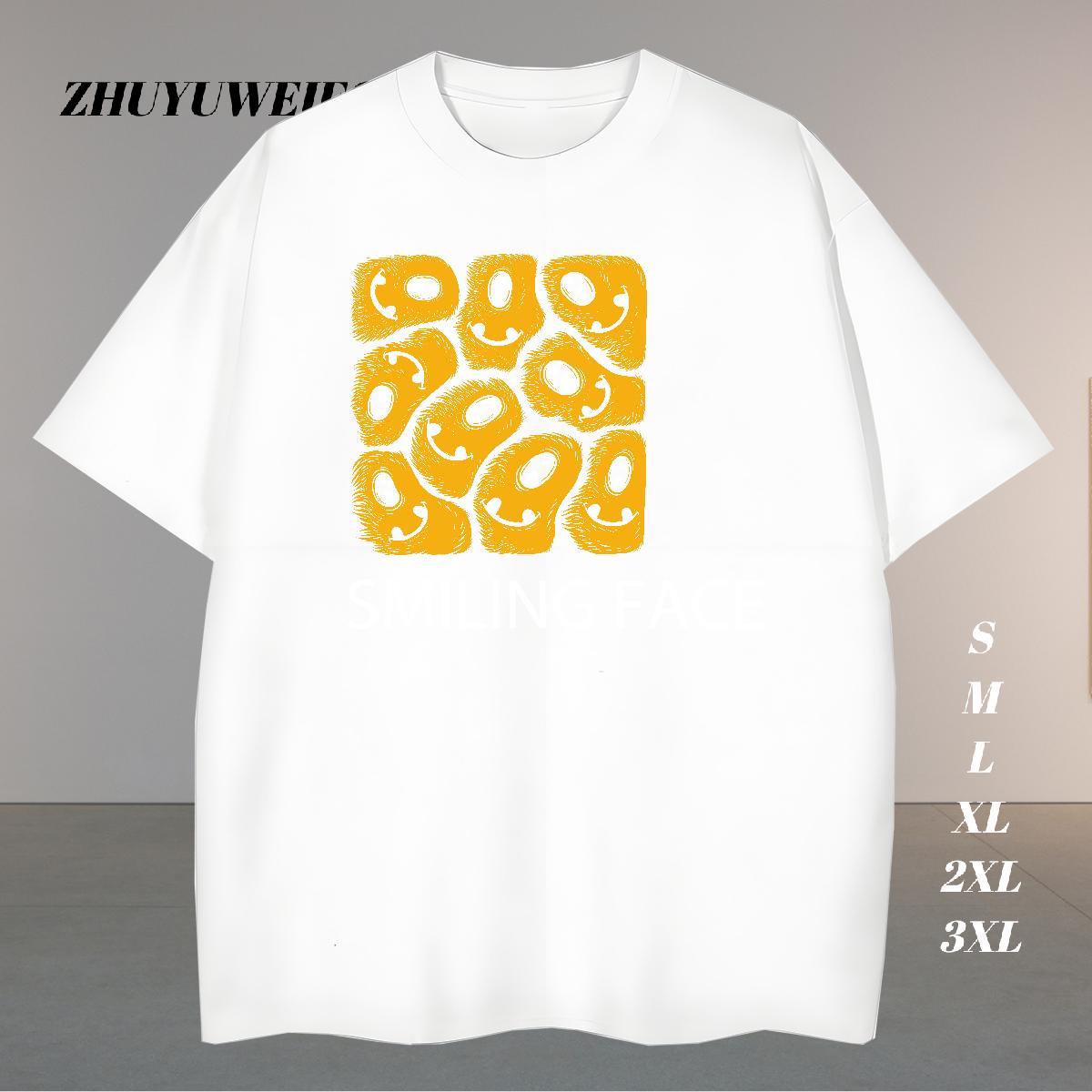Loose T Shirts Men 230g Cotton ET Casual Floral Print Breathable Short Sleeve Mens Tshirts 2024 New Tee Shirt