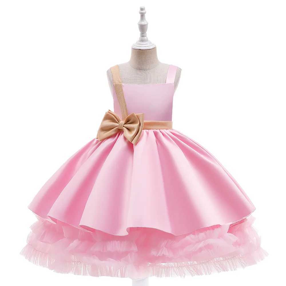 New 2023 Carnival Fashion Childrens Clothing Solid Color Evening Dress Girls Tutu Princess Clothing Childrens 3-10 Years W240823
