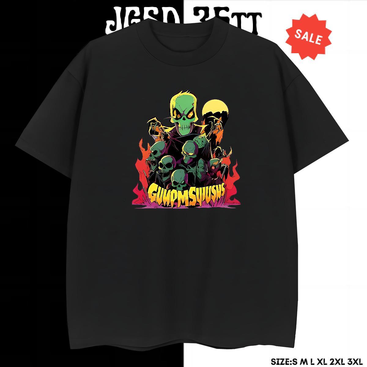 Unisex T Shirts Men 230g 100% Cotton skull Anime Printing Street Asian Size Breathable Short Sleeve Tshirts 2024 Designer Tops Shirt
