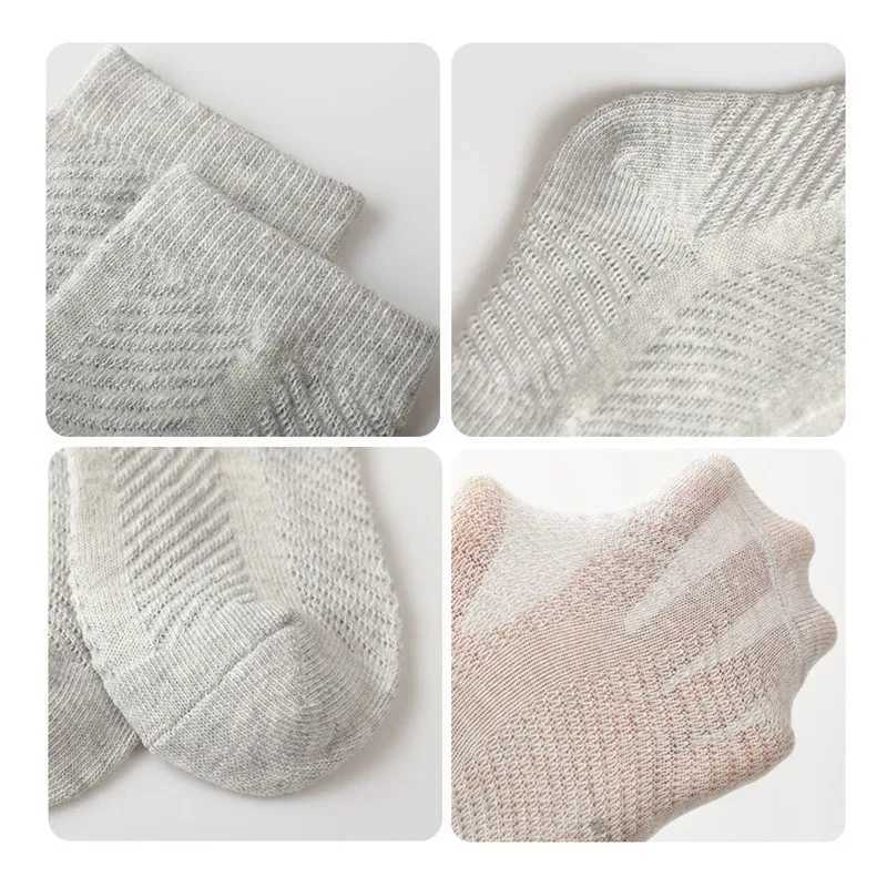 5 Pairs/Lot Summer Hot Children Socks Boy Girl Baby Cotton Fashion Mesh White Gray Blue For 1-12 Years Kids Teens Student Socks CL240824