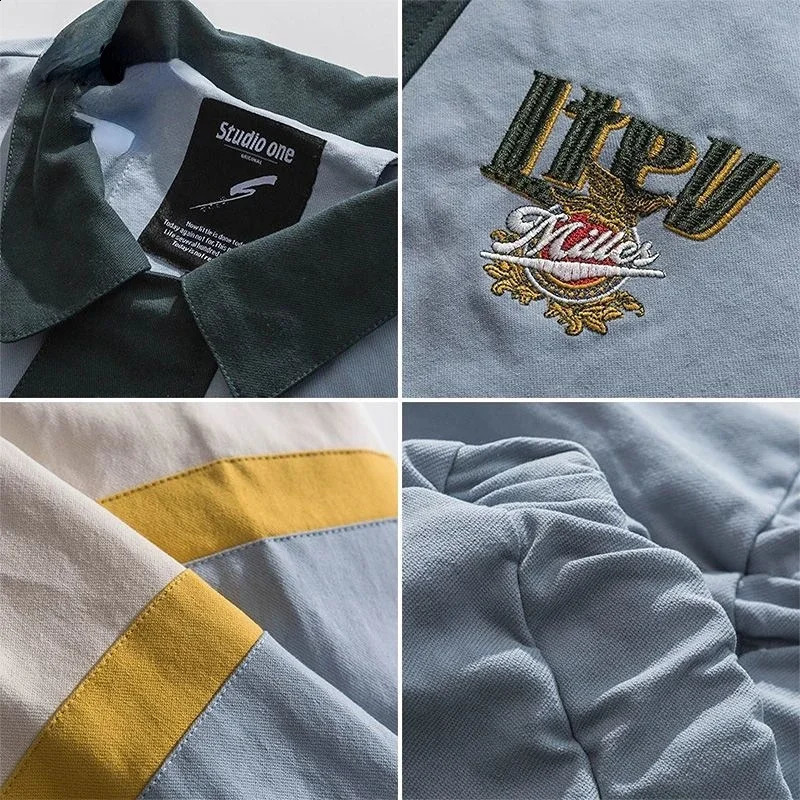 American street mens bomber jacket embroidered color comparison loose pilot Spring and Autumn Hip Hop Korean Fashion Neutral 240824