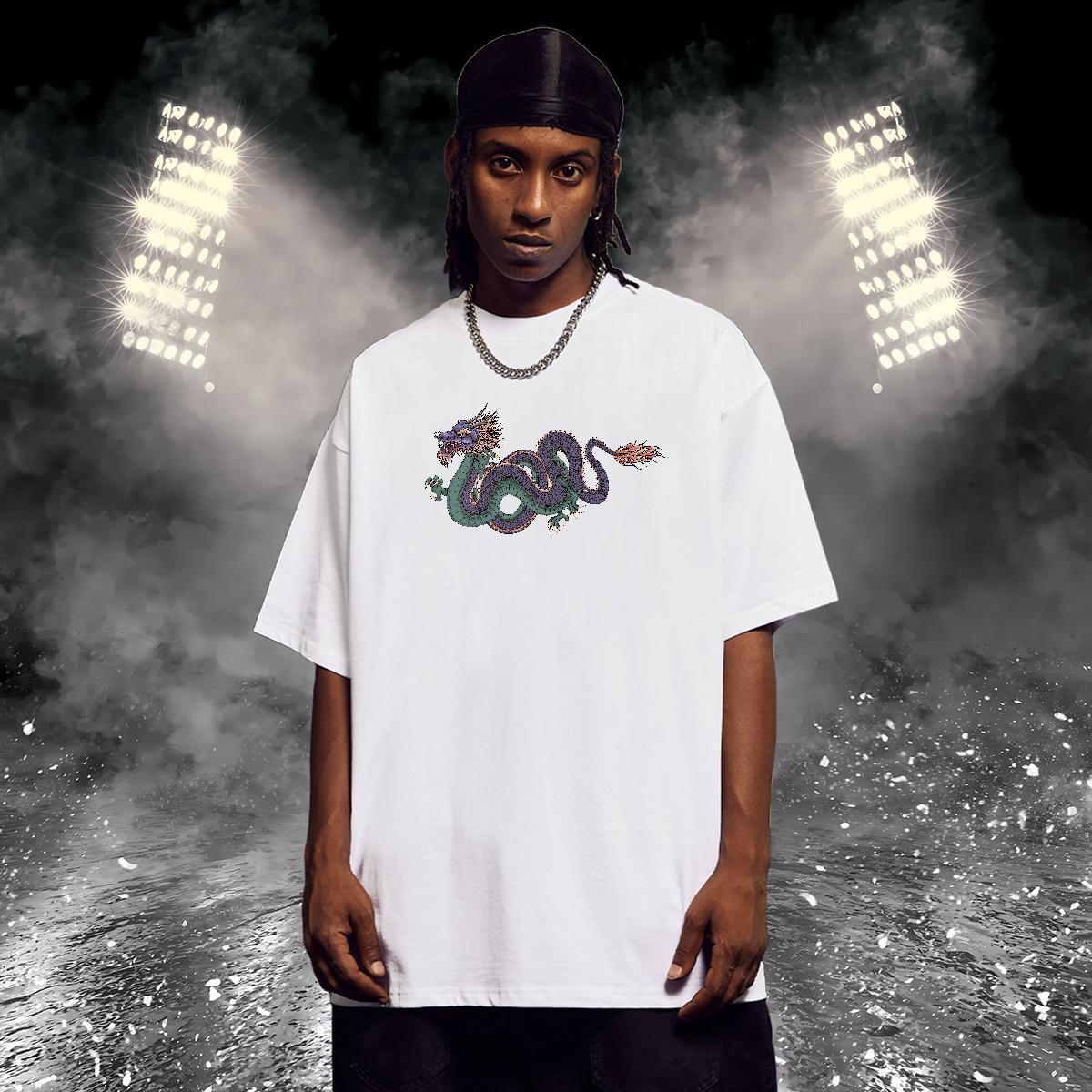 High Quality T Shirts Men 100% Cotton 230g dragon Casual Beach Custom Anime Breathable Crew Neck Couples T Shirts 2024 New Tees