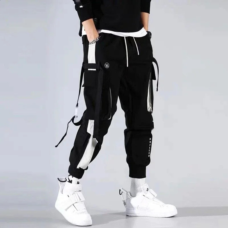 Mens cargo pants with multiple pockets harem mens Trouser white stacking retro Korean style est casual and comfortable fit 240823