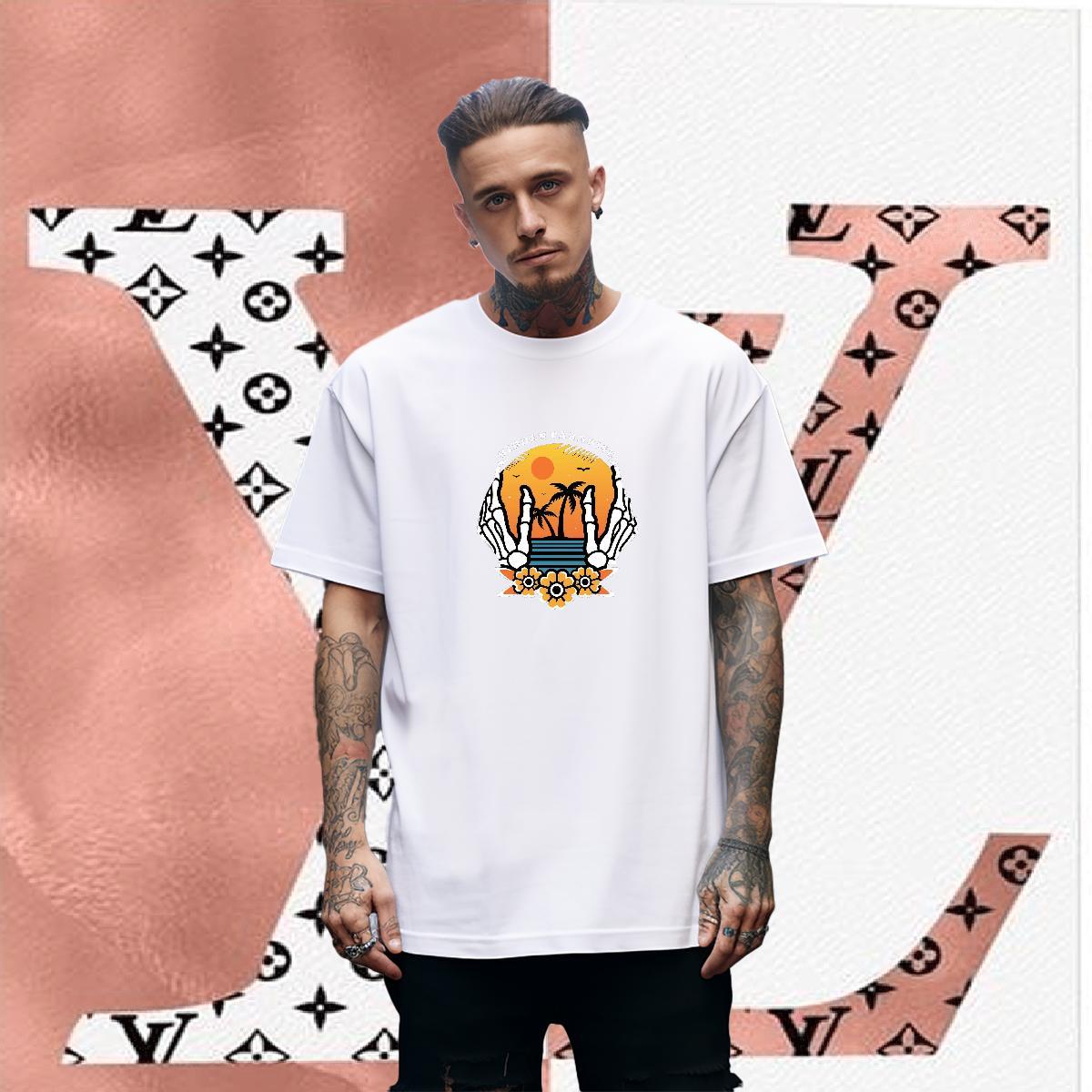 Designer Man T Shirts 230g Cotton skull Beach Customized Breathable Short Sleeve Tshirt for Man Woman New Tshirts