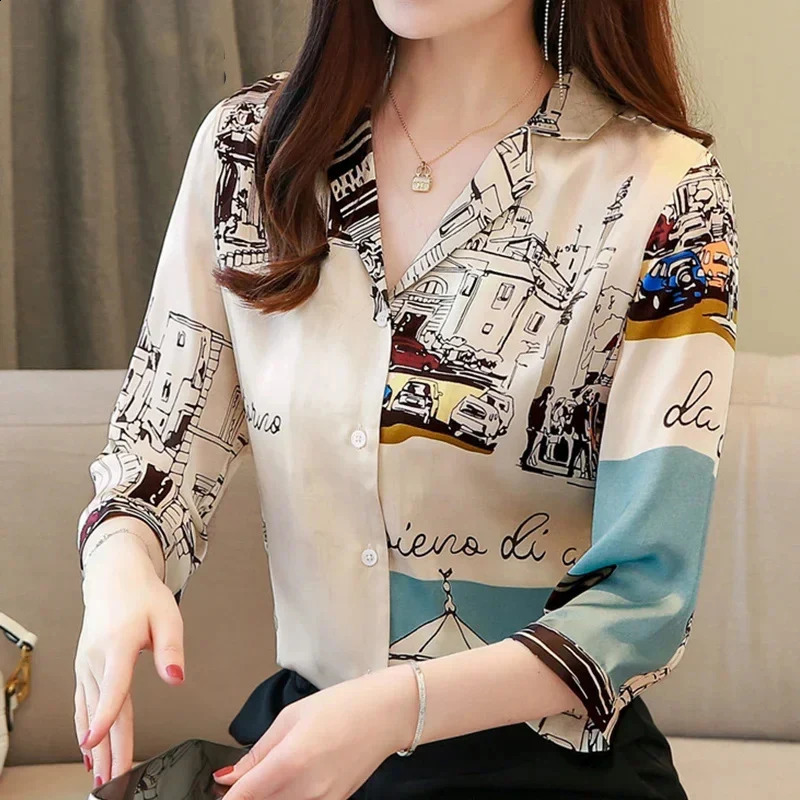 camisas e blusas ropa de mujer ofertas Summer Shirt Women tops Blouse 3/4 Long Sleeve Printing Flower V Neck Blouse Tops 240823