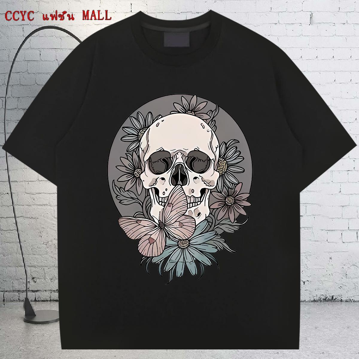 Brand T-Shirts for Men 230g Cotton skull Casual Custom Print Oversized Round Neck Short Sleeve Men Clothes T-Shirt Wholesale Tops Tees