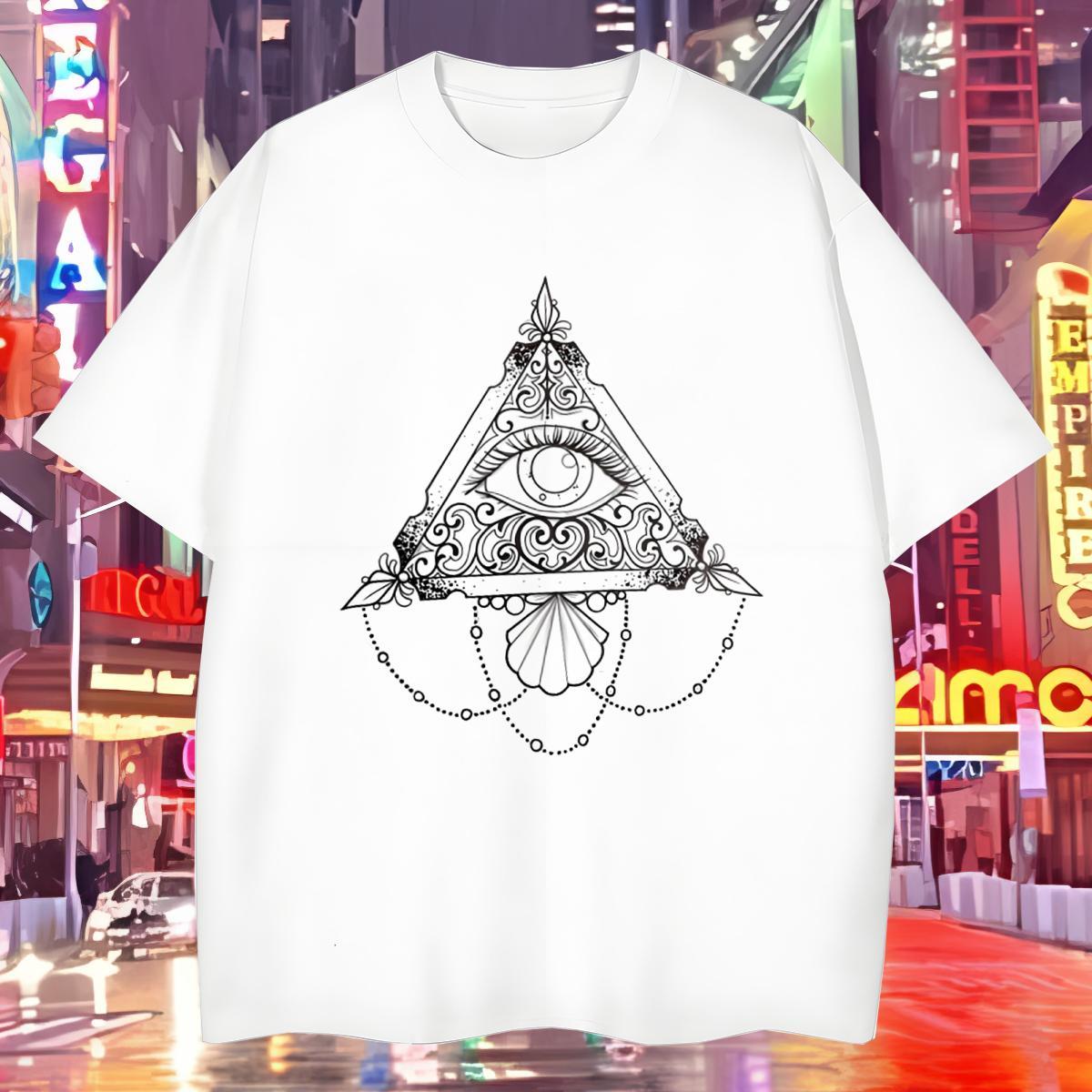 High Quality Men T Shirts 100% Cotton 230g eye of the devil Street Anime Breathable Soft Men Clothes T-Shirt New Top Tees