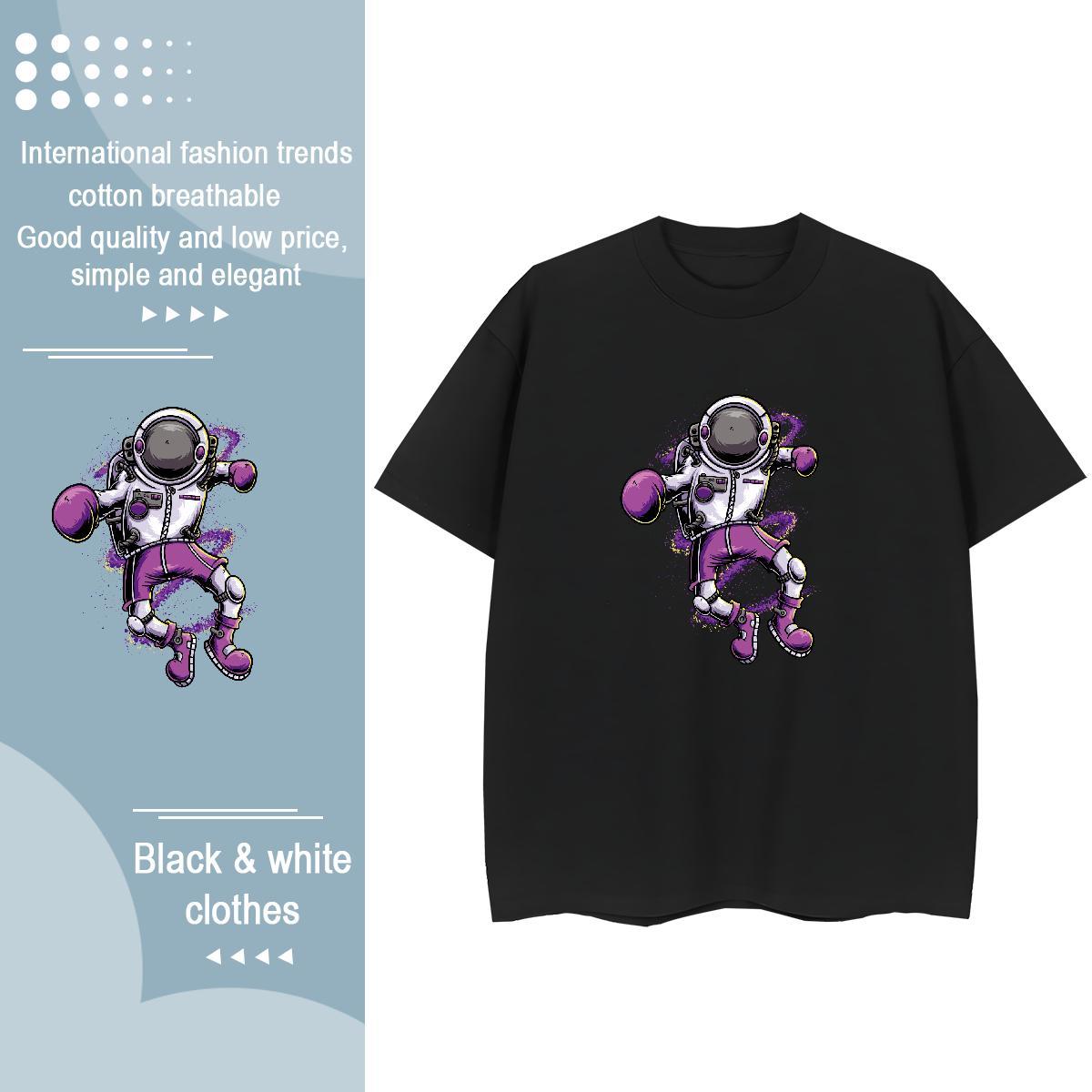 Female Women Tshirts 100% Cotton 230g cosmonaut Sport T-Shirts Breathable Crew Neck DIY Printed Top Tees
