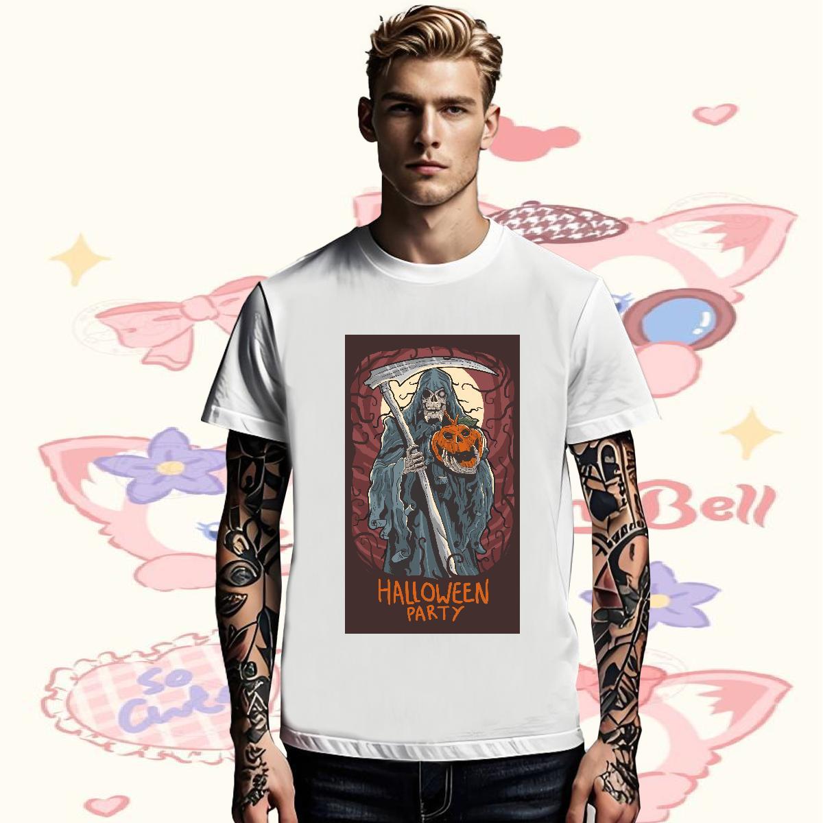 Customized Men Clothes T-Shirt witch Spring Summer 230g Cotton Tops Breathable Loose T shirt Asian Size