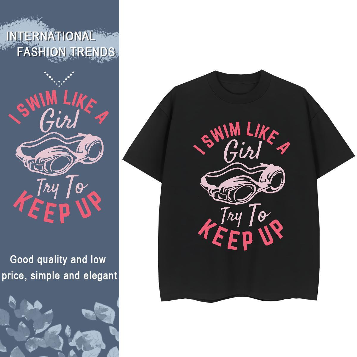 Comfortable Women Tshirts 230g 100% Cotton swim Sports Street Wear T shirt Breathable Short Sleeve Anime Clothes Shirt