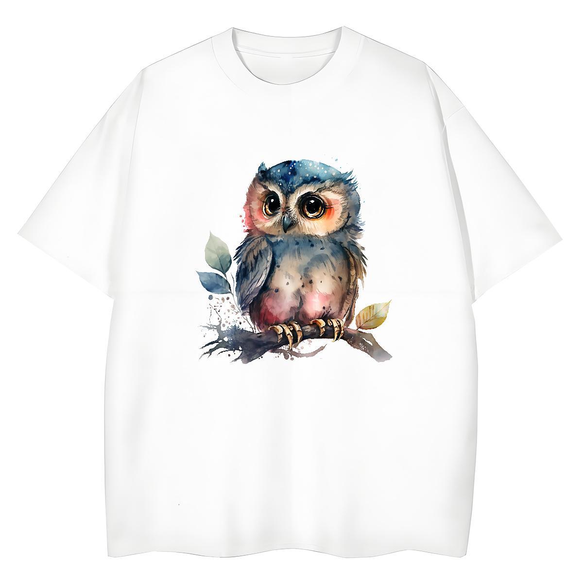 Fashion Casual Men Tshirts Owl Casual Beach 230g 100% Cotton Tee Shirt Breathable Crew Neck Brand Men T Shirts Oversized 4XL