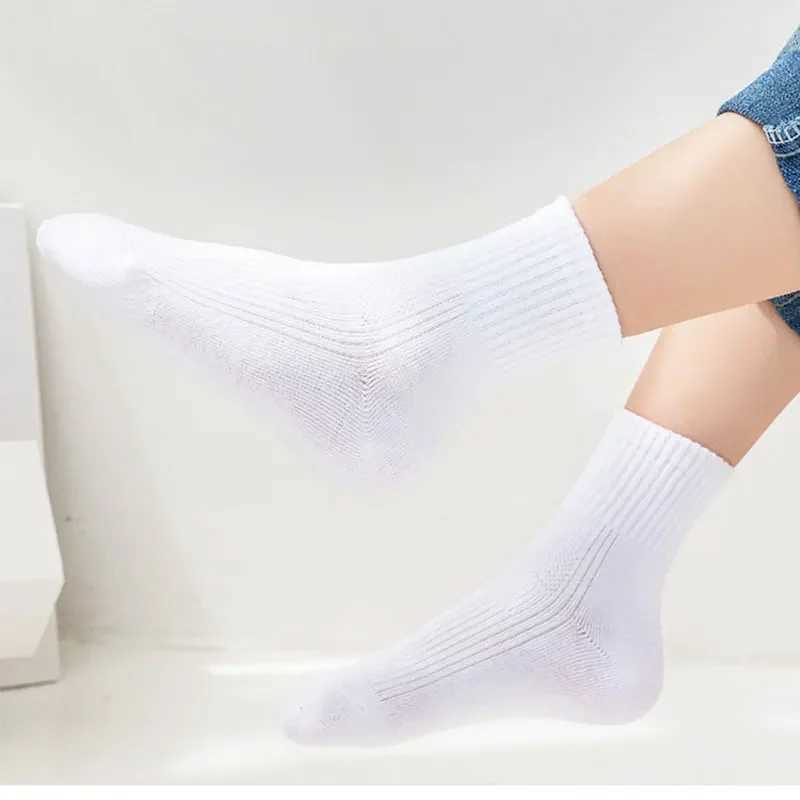 5 Pairs Pure Cotton Children Boy Socks Black White Grey Solid Color Unisex Breathable Sports School Socks Baby Girl Calf Socks CL240824