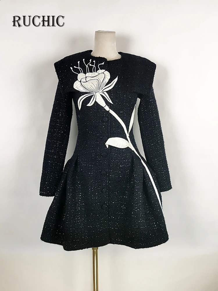 Womens Fashion Dress O-neck Long Sleeve Contrast Color Print Tweed Waist Elegant Female Autumn Dress Fashion 240824