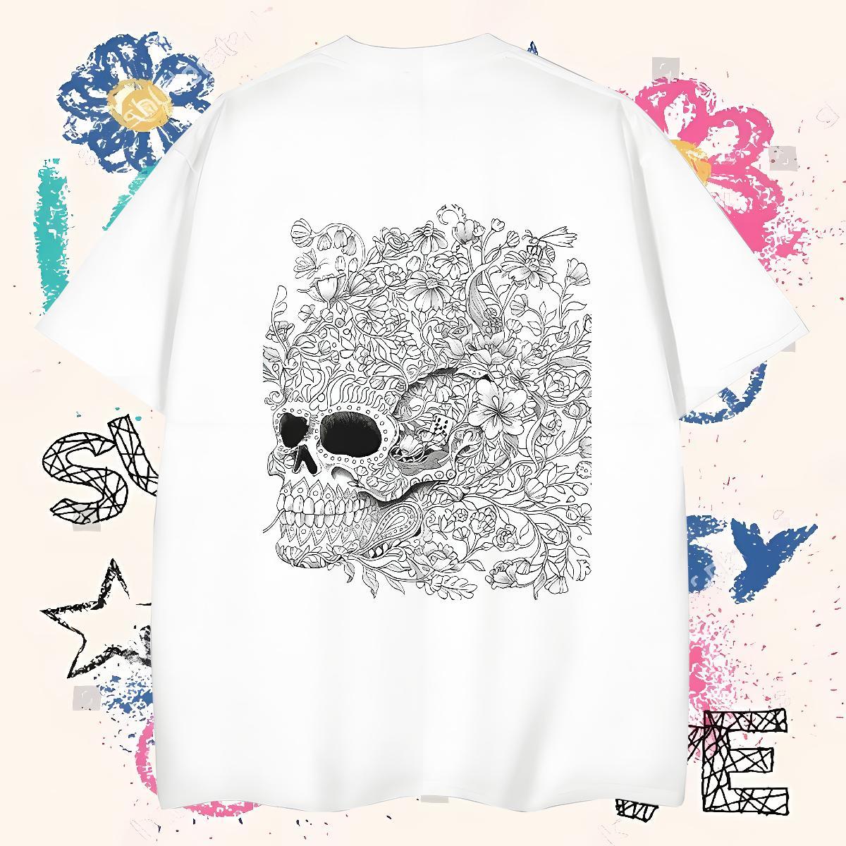 Soft Man T Shirts 100% Cotton 230g skull Street Wear Graphic O-Neck Short Sleeve Men Tshirts 2024 Designer Tops Tees