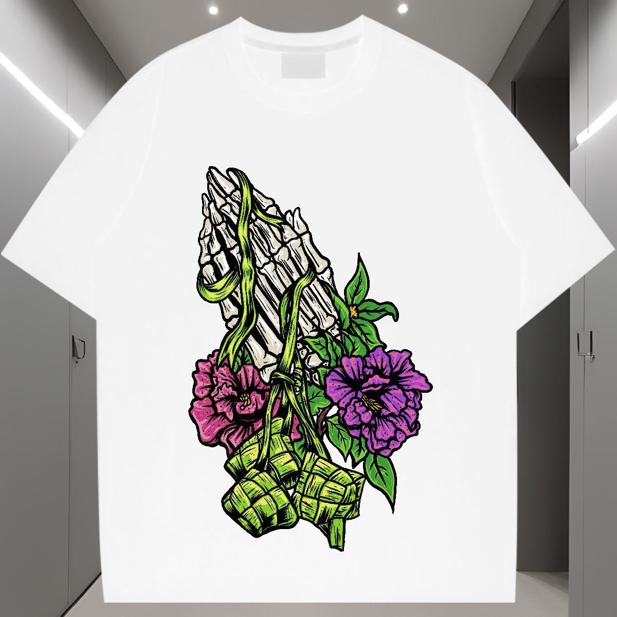 Wholesale T-Shirts 230g Cotton skull Outdoor Graphic Breathable Mens Tshirts Designer Fashion Polos