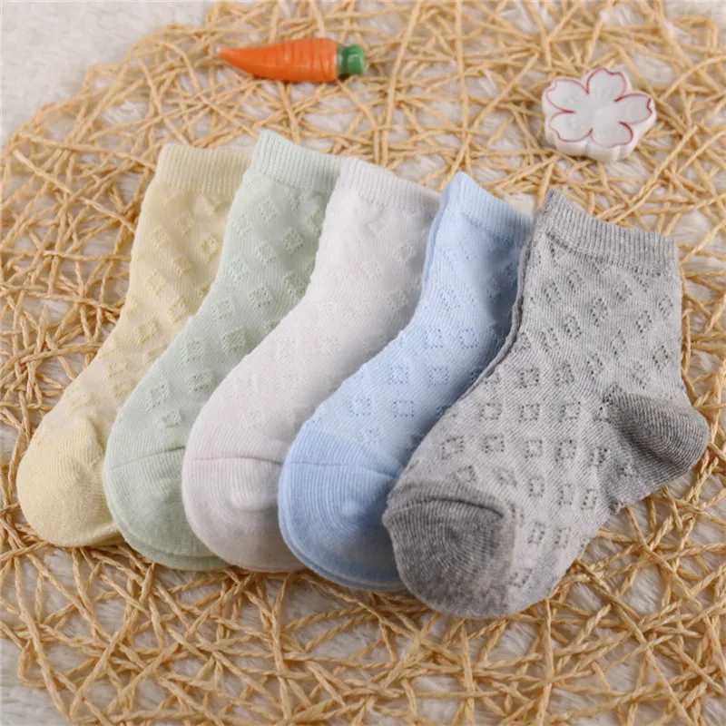 5 Pairs/Lot Children Cotton Socks Boy Girl Baby Infant Ultrathin Fashion Breathable Solid Mesh Socks For Summer 1-12T Teens Kids CL240824