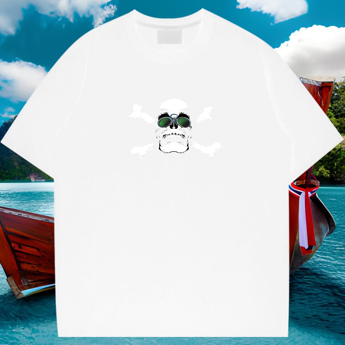 Designer T shirt 230g 100% Cotton skull Casual Beach Custom Big Size Breathable Couples T Shirts Factory Direct Polos