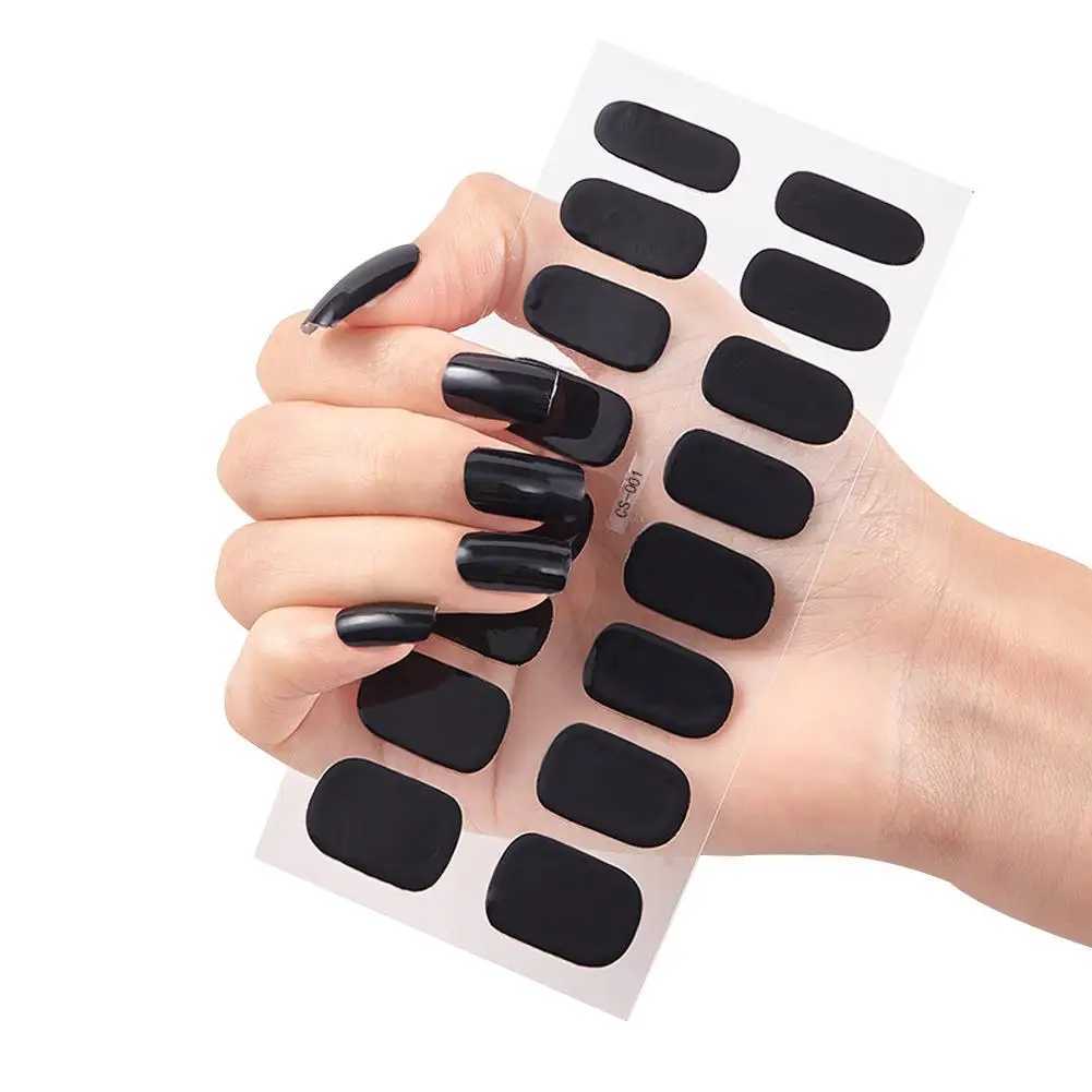 Semi cured gel nail sticker solid UV LED light self waterproof cover adhesive handle nail decal long-acting N8U7 W240823
