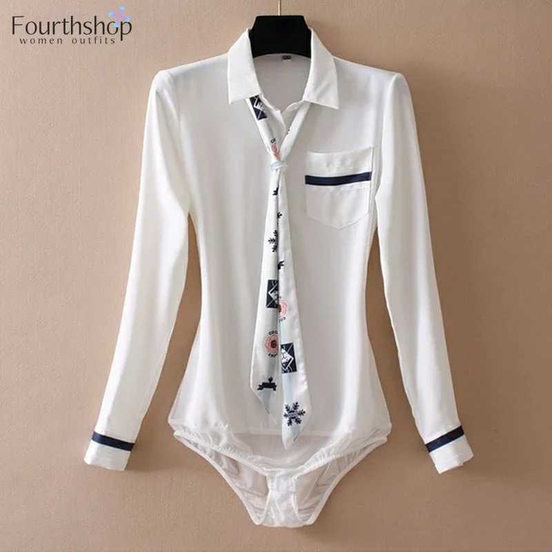 Women's Jumpsuits Rompers Monos Mujer Fashion 2023 Elegant Women Bodysuits Business Work Uniforms Blouse Shirts Office Lady Rompers Tops Female O