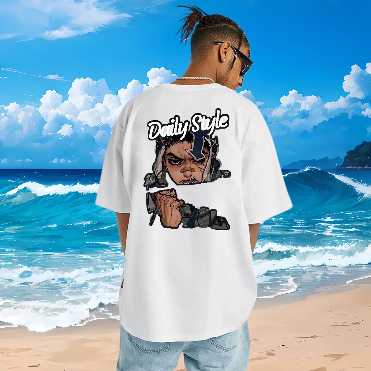 Loose Fit Men T Shirts 100% Cotton 230g portrait Casual Daily Wear Custom Print Plus Size Breathable Soft Couples T Shirts Customized Top Tees