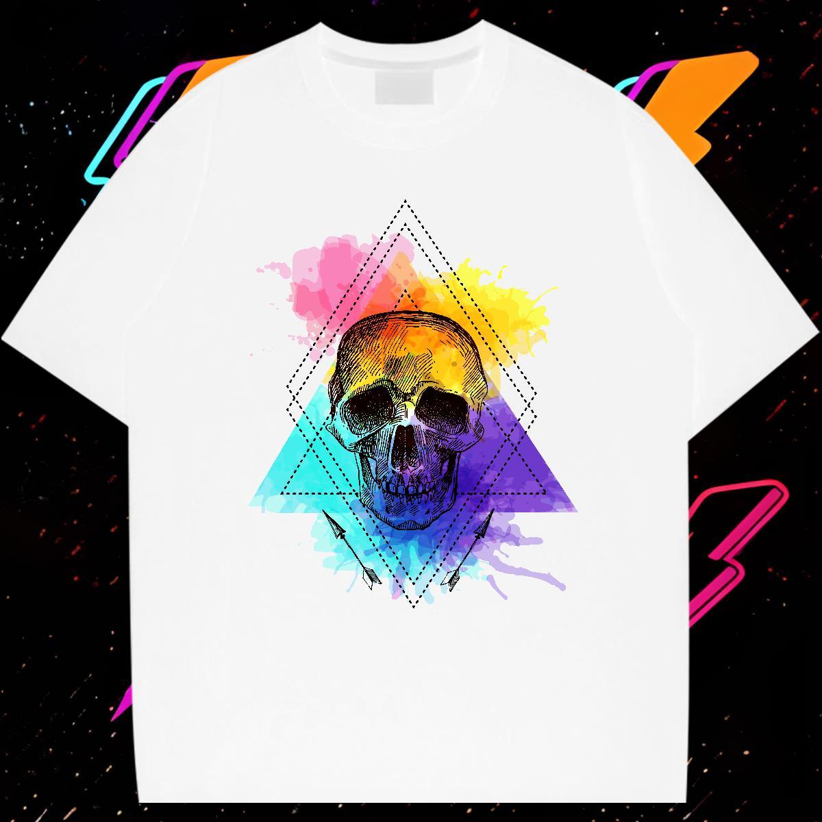Classic T Shirt For Man 100% Cotton 230g skull Casual Beach Oversized Pure Cotton Tshirts 2024 DIY Tops Shirt