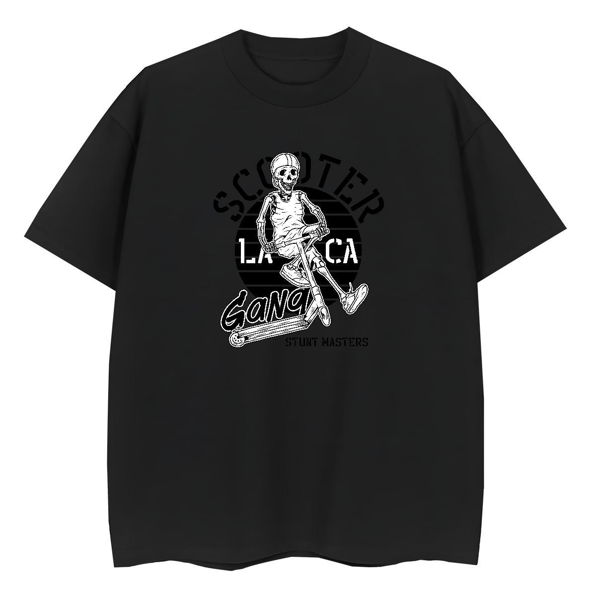 Loose T Shirt For Man 100% Cotton 230g skull Beach Cartoon Printing L-4XL O-Neck Short Sleeve Men Clothes T-Shirt Free Shipping Top Tees