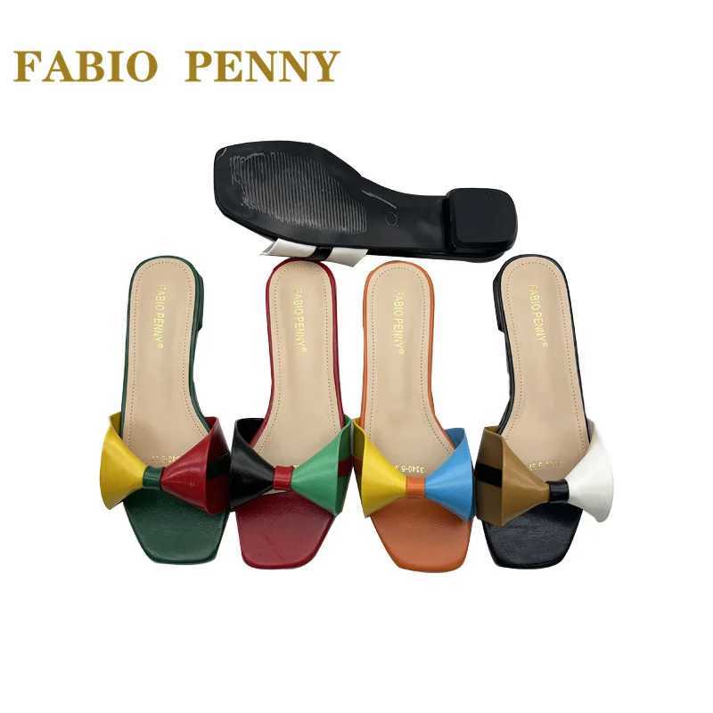 FABIO PENNY European Ladies Fashion elegant Flare Low heels Casual and comfortable open-toed square toe womens slippers CL240806