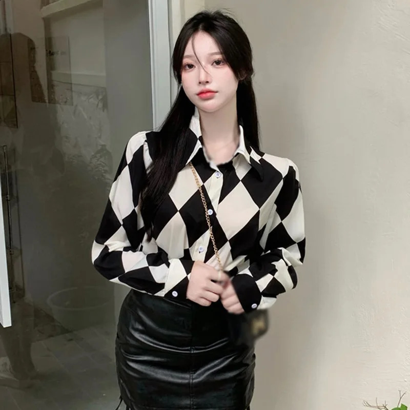 Spring Autumn Shirts for Women Long Sleeve Single Breasted Lightweight Lapel Collar 240823