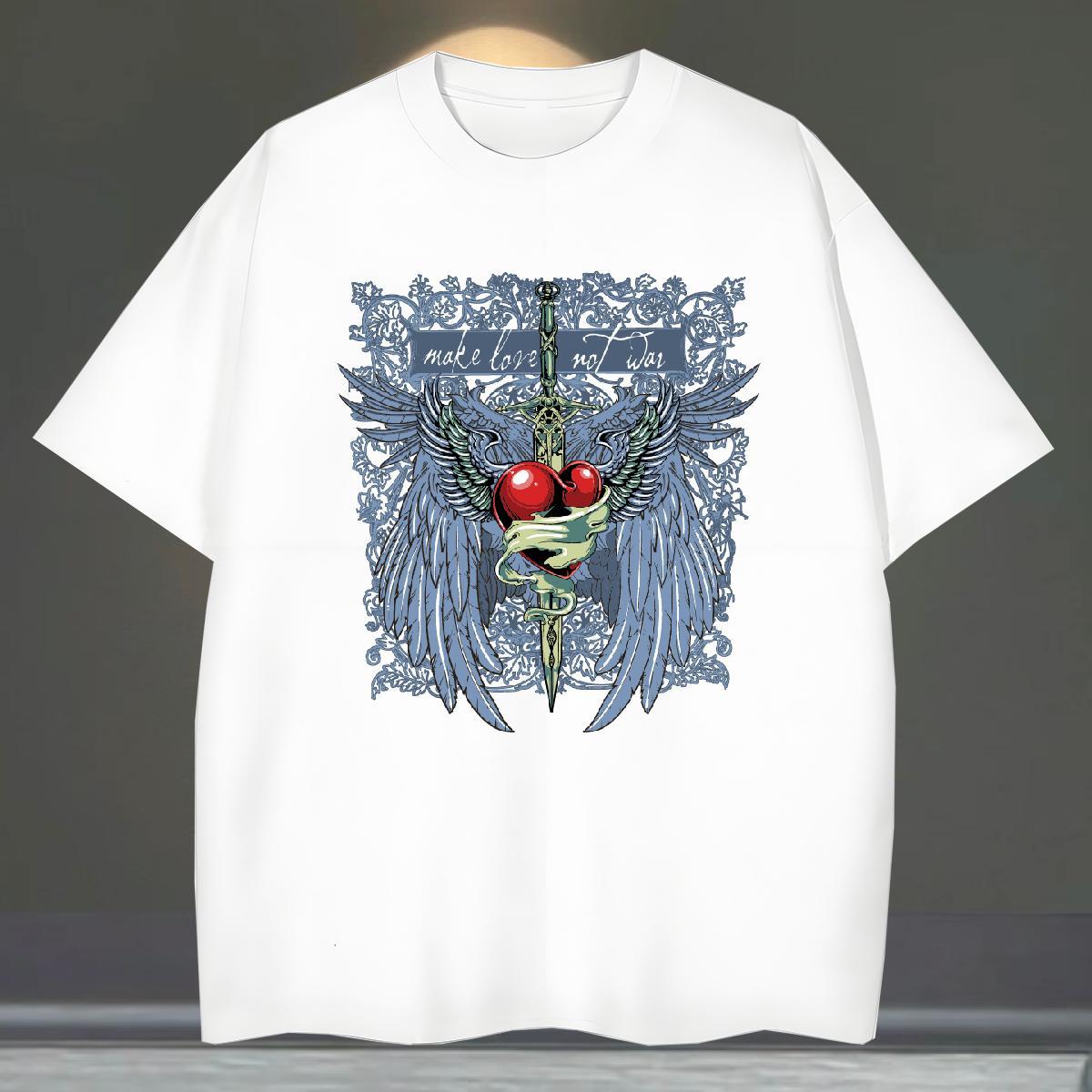 TOP Quality T Shirt For Man 100% Cotton 230g wing Daily Wear Anime Breathable Crew Neck Couples T Shirts Customized Tees
