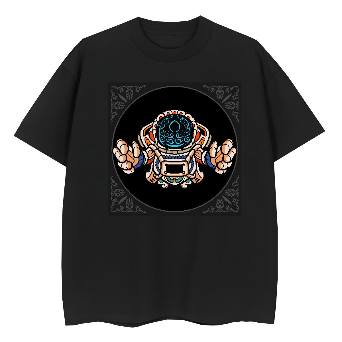 Brand Couples T Shirts 230g Pure Cotton cosmonaut Casual Daily Wear Woman T Shirts Short Sleeve O-Neck DIY Printed Tee Shirt
