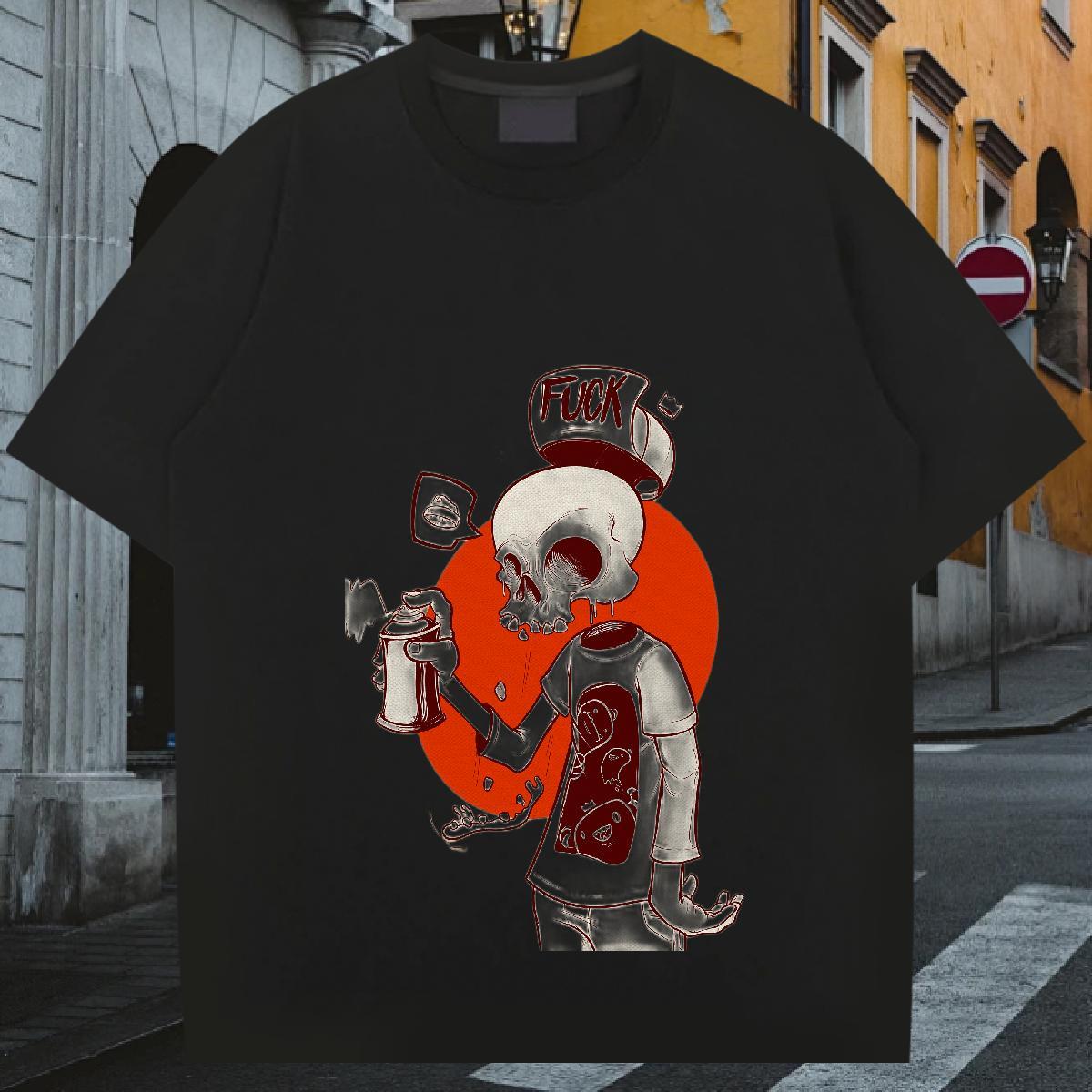 Classic T Shirt For Man 100% Cotton 230g skull Sport Custom Cartoon O Neck Short Sleeves Couples T Shirts 2024 DIY Tops Tees