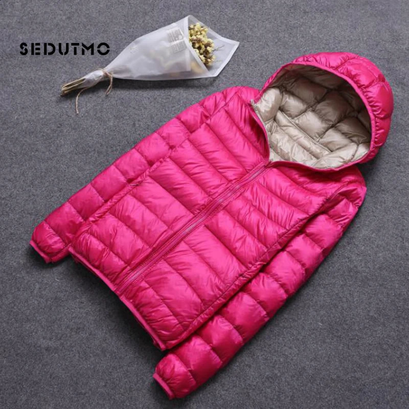 SEDUTMO Winter Duck Down Jacket Womens Hooded Double sided Ultra Light Spring Inflatable ED616 240823