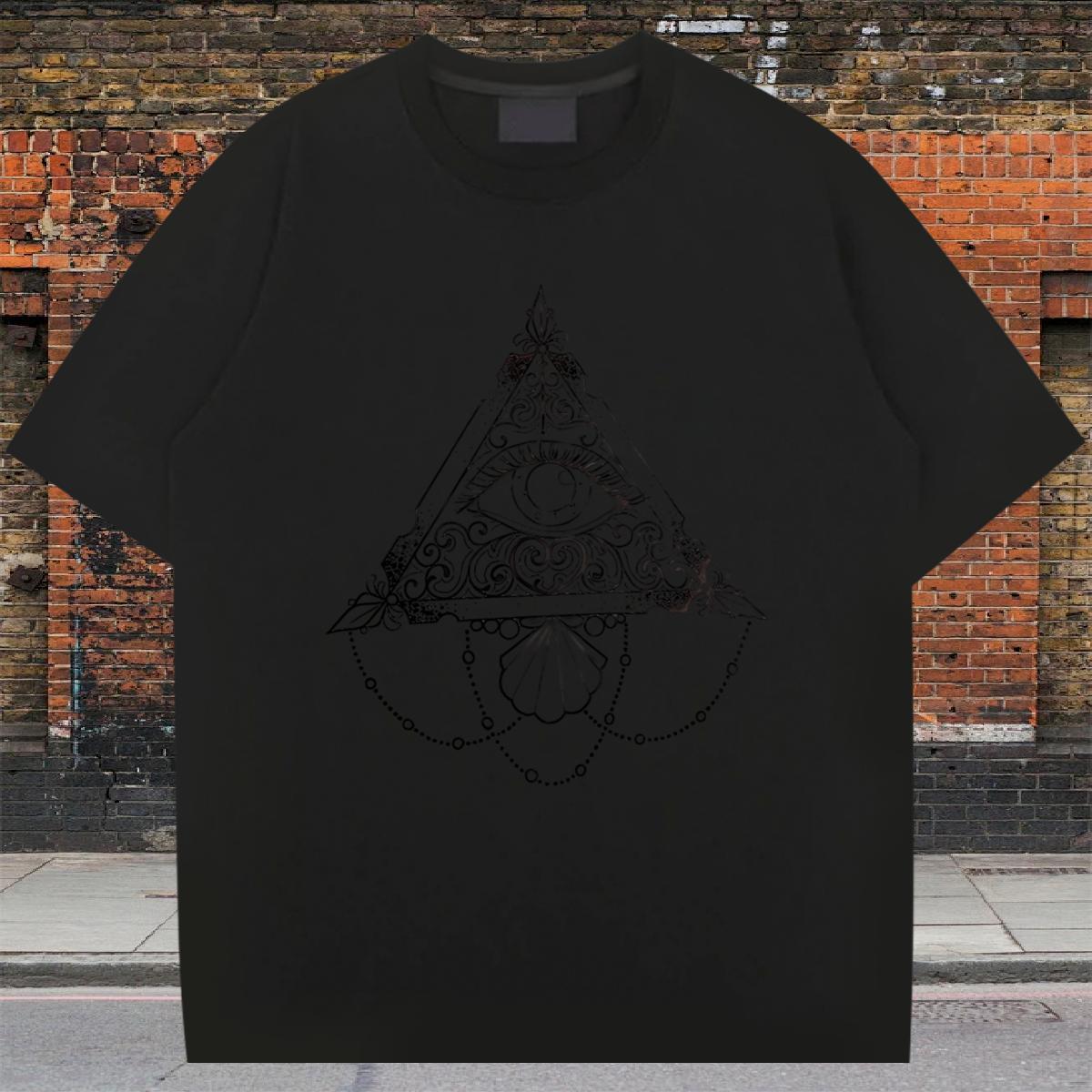 Comfortable Men T Shirts 230g Cotton eye of the devil Sport Black White Crew Neck Men Clothes T-Shirt Casual New Tshirts