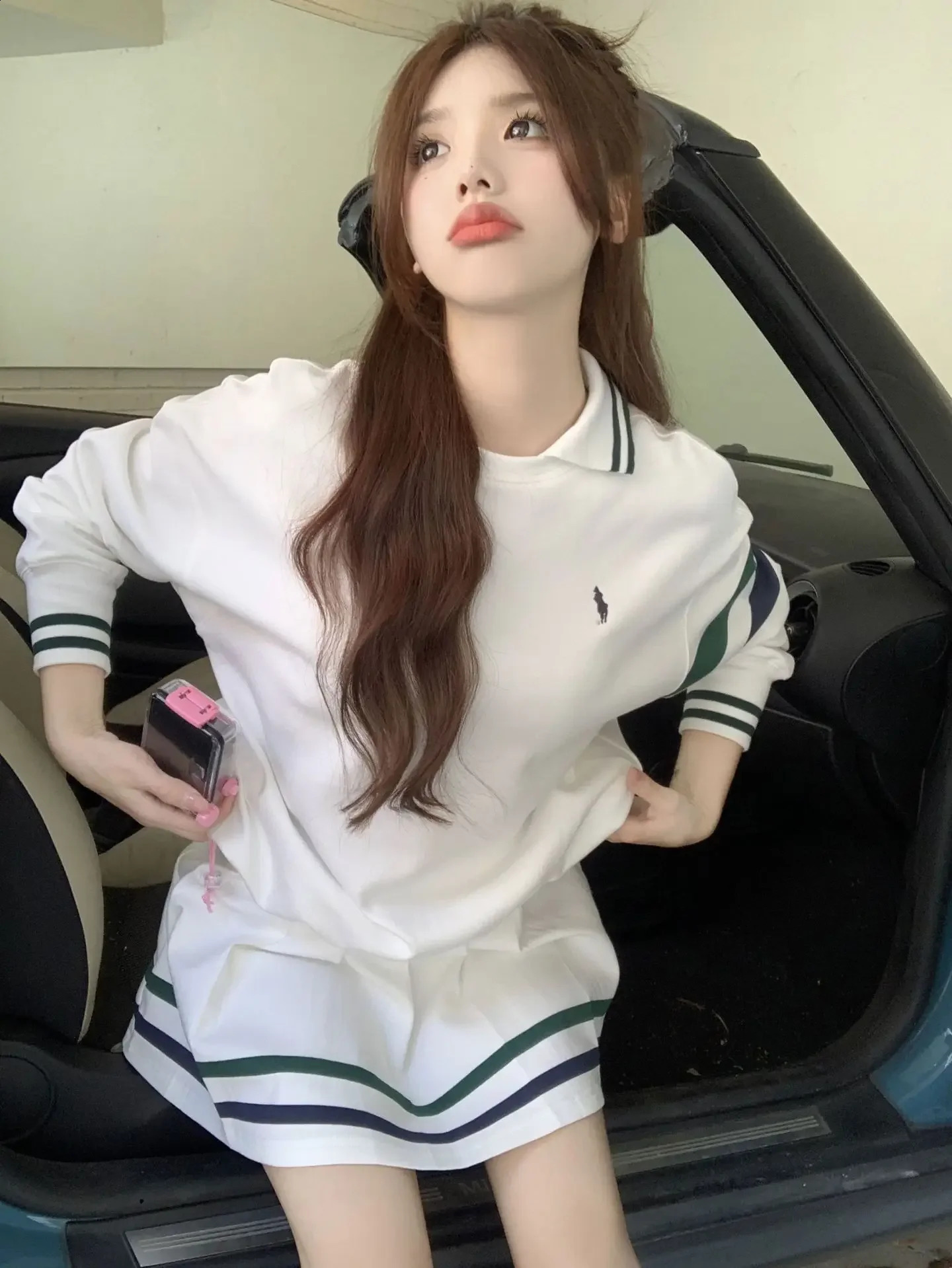 Lady Casual Sport Skirt Badminton Sets Women Sportswear Suit White Sweater and Skirt Two-Piece Tennis Skirt Short Ventilate 240823