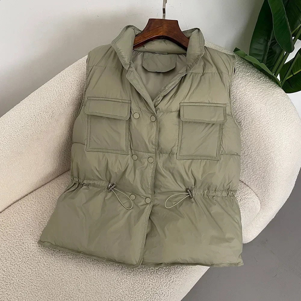Womens Short Vest Warm Waist Coat White Duck Down Jacket Sleeveless Fashion 240823