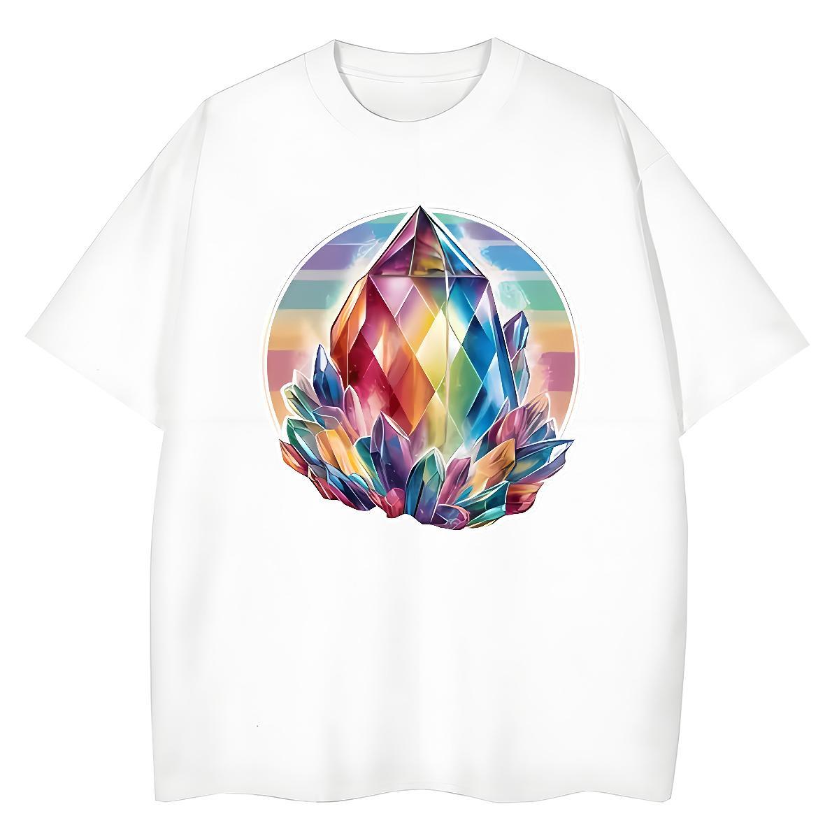 Female Couples T Shirts 230g 100% Cotton icon Daily Outfit T-Shirts for Women Breathable Soft Cartoon Floral Printing Top Shirts
