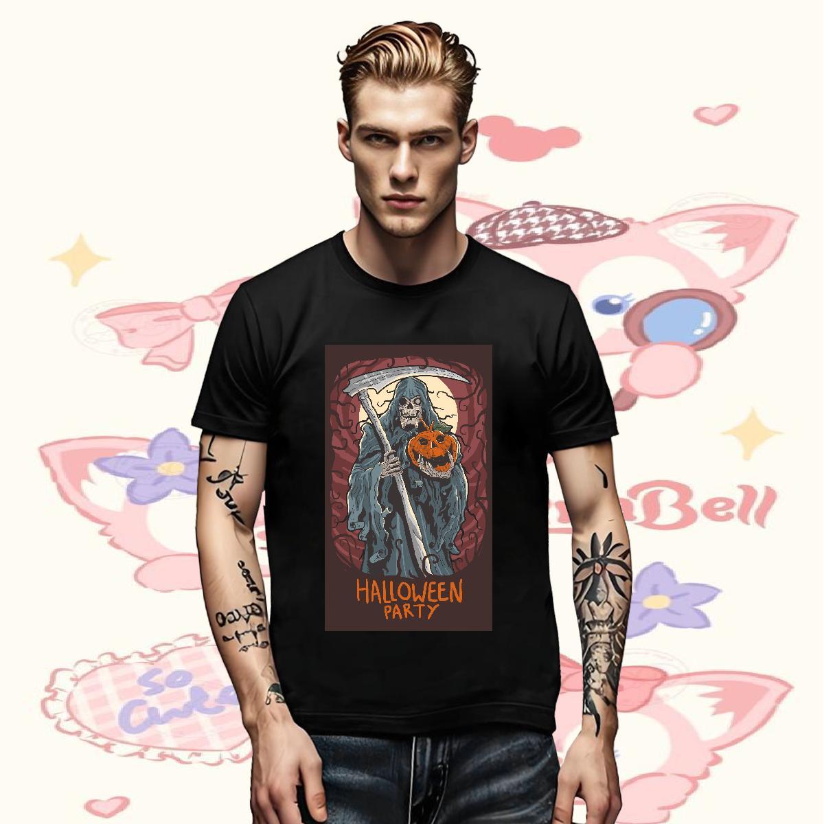 Customized Men Clothes T-Shirt witch Spring Summer 230g Cotton Tops Breathable Loose T shirt Asian Size