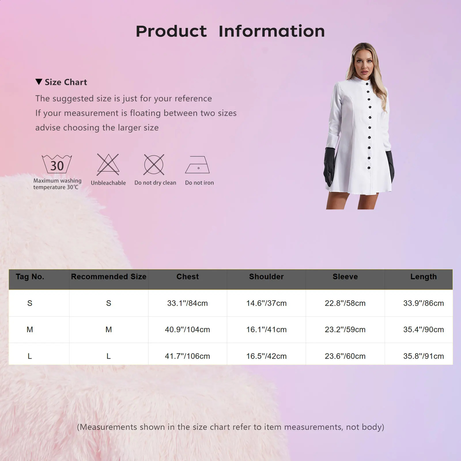 Female Halloween Doctor Nurse Crazy Scientist Role Playing Costume Long Sleeve White Laboratory Coat Theme Party Makeup w240824