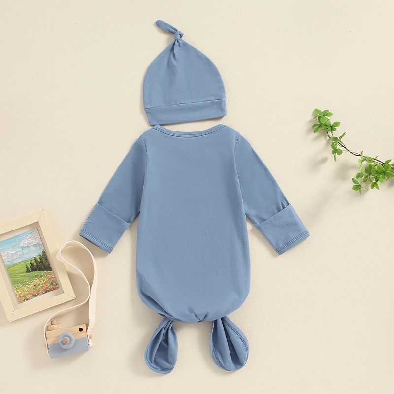 SUNSIOM Baby Sleeping Bag Knotted Gown with Hat Long Sleeve Letter Embroidery Newborn Sleeper Sleeping Bag for Boys Girls M240824