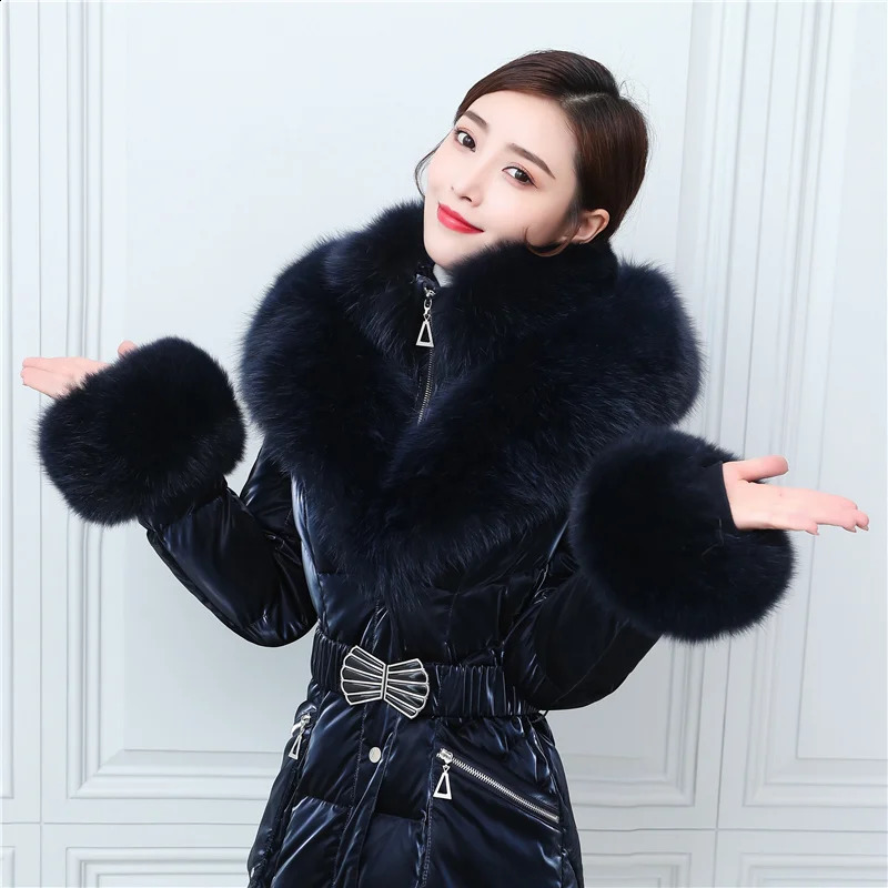 y fox fur collar womens winter down jacket ultrathin thick warm inflatable waterproof 30 ° long duck 240823
